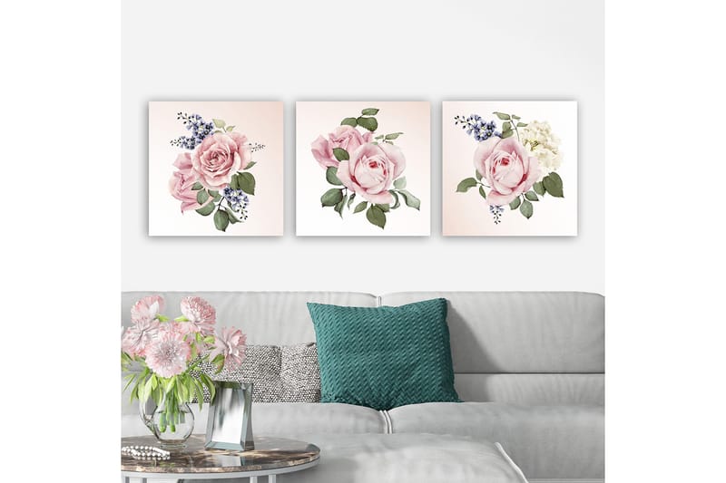 Dekorativ Canvastavla 3-Delar 30x30 cm, Flerfärgad