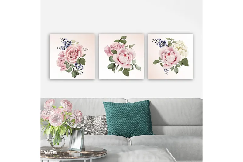 Dekorativ Canvastavla 3-Delar 30x30 cm, Flerfärgad