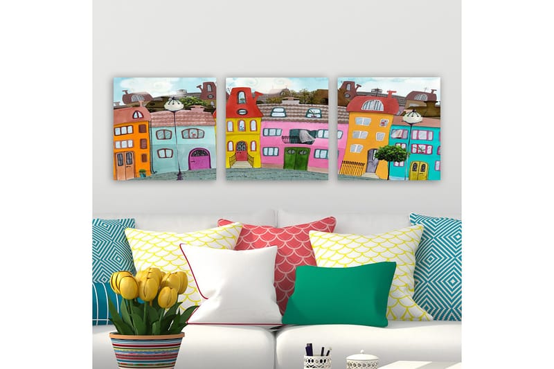 Dekorativ Canvastavla 3-Delar 30x30 cm, Flerfärgad