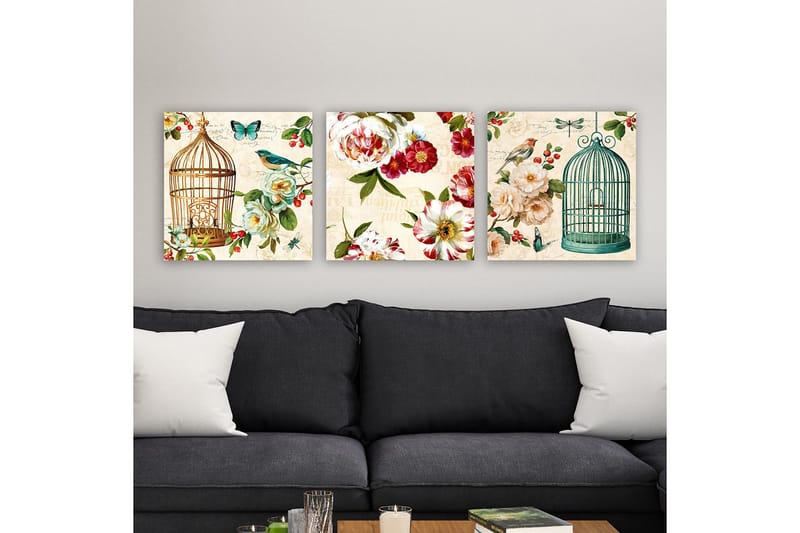 Dekorativ Canvastavla 3-Delar 30x30 cm, Flerfärgad