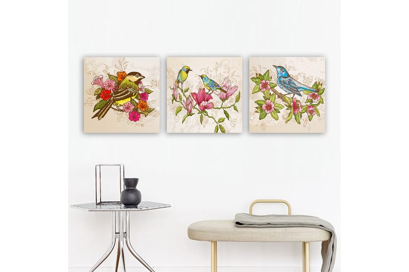 Dekorativ Canvastavla 3-Delar 30x30 cm, Flerfärgad