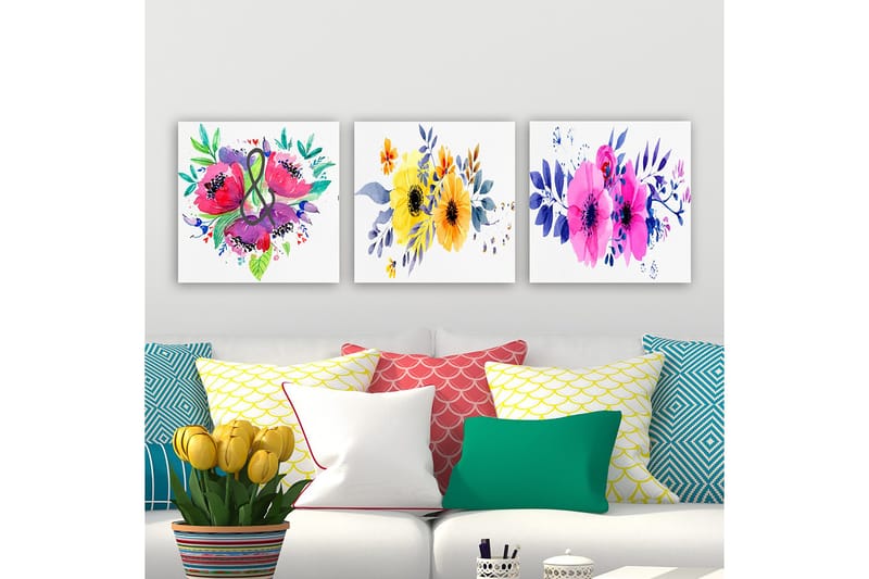 Dekorativ Canvastavla 3-Delar 30x30 cm - Flerfärgad - Inredning - Tavlor & posters - Canvastavla