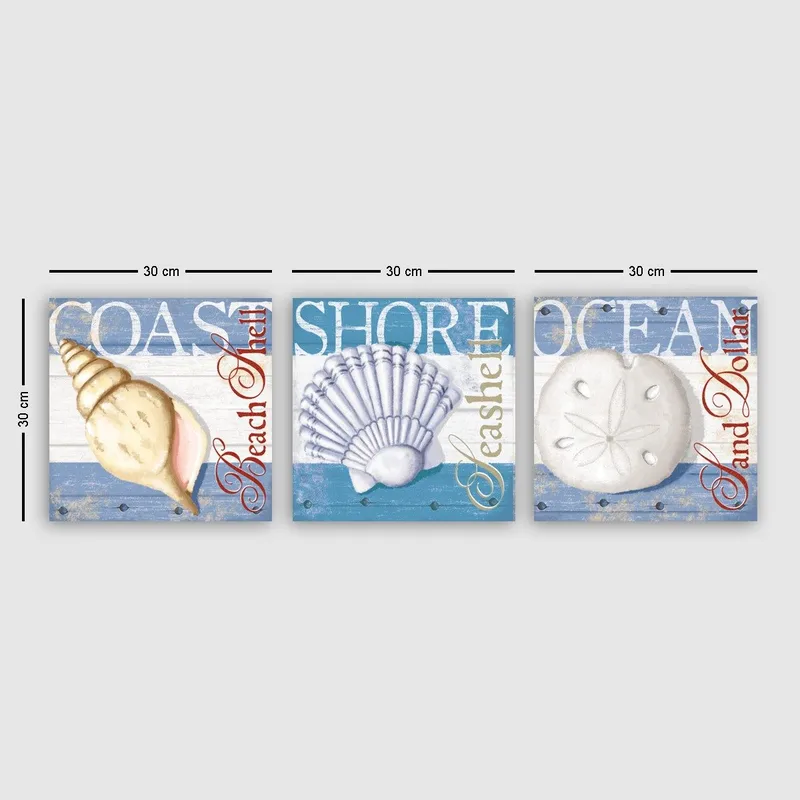 Dekorativ Canvastavla 3-Delar 30x30 cm, Flerfärgad