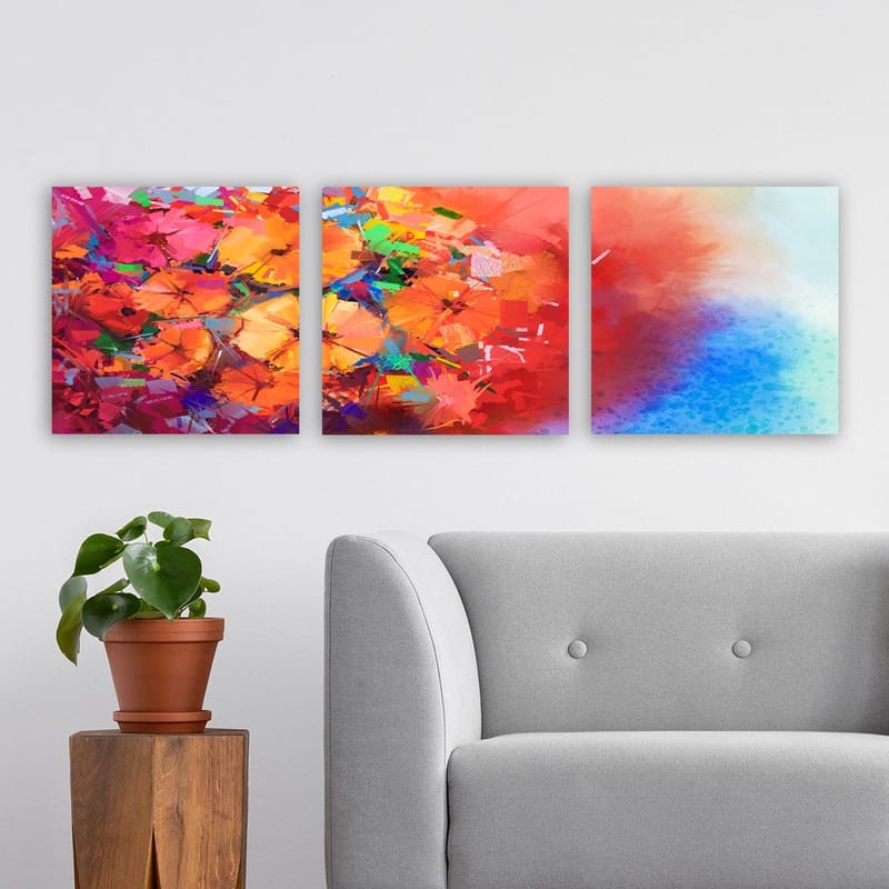 Dekorativ Canvastavla 3-Delar 30x30 cm - Flerfärgad - Inredning - Tavlor & posters - Canvastavla