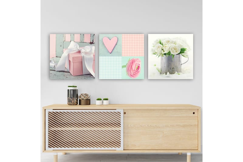 Dekorativ Canvastavla 3-Delar 30x30 cm, Flerfärgad