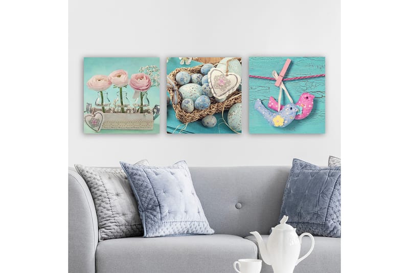 Dekorativ Canvastavla 3-Delar 30x30 cm, Flerfärgad