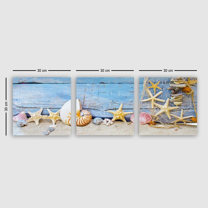 Dekorativ Canvastavla 3-Delar 30x30 cm, Flerfärgad