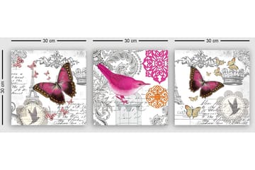 Dekorativ Canvastavla 3-Delar 30x30 cm - Flerfärgad - Inredning - Tavlor & posters - Canvastavla