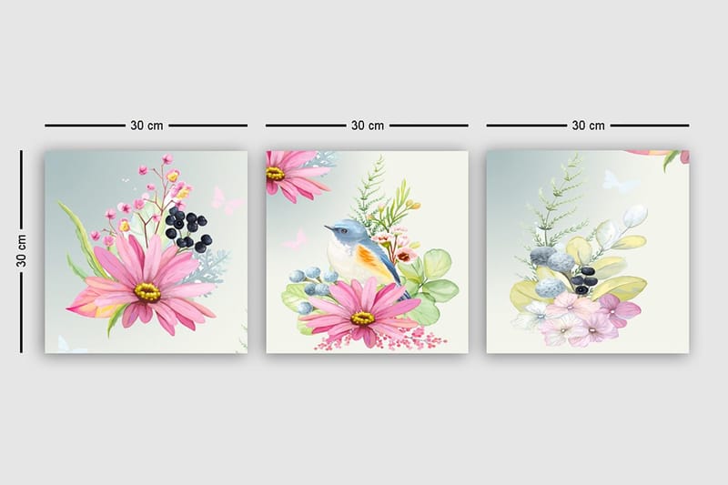 Dekorativ Canvastavla 3-Delar 30x30 cm - Flerfärgad - Inredning - Tavlor & posters - Canvastavla
