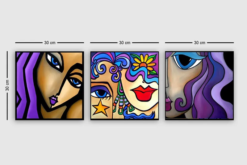 Dekorativ Canvastavla 3-Delar 30x30 cm - Flerfärgad - Inredning - Tavlor & posters - Canvastavla