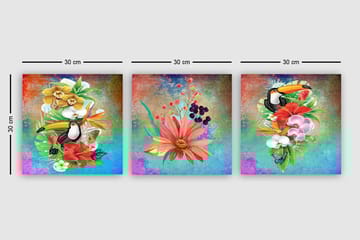 Dekorativ Canvastavla 3-Delar 30x30 cm - Flerfärgad - Inredning - Tavlor & posters - Canvastavla