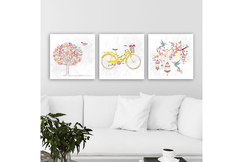 Dekorativ Canvastavla 3-Delar 30x30 cm, Flerfärgad