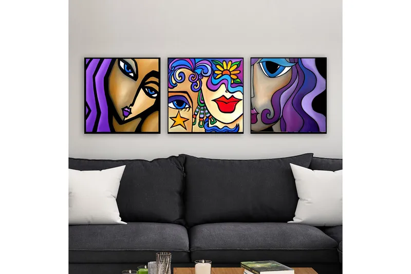 Dekorativ Canvastavla 3-Delar 30x30 cm, Flerfärgad