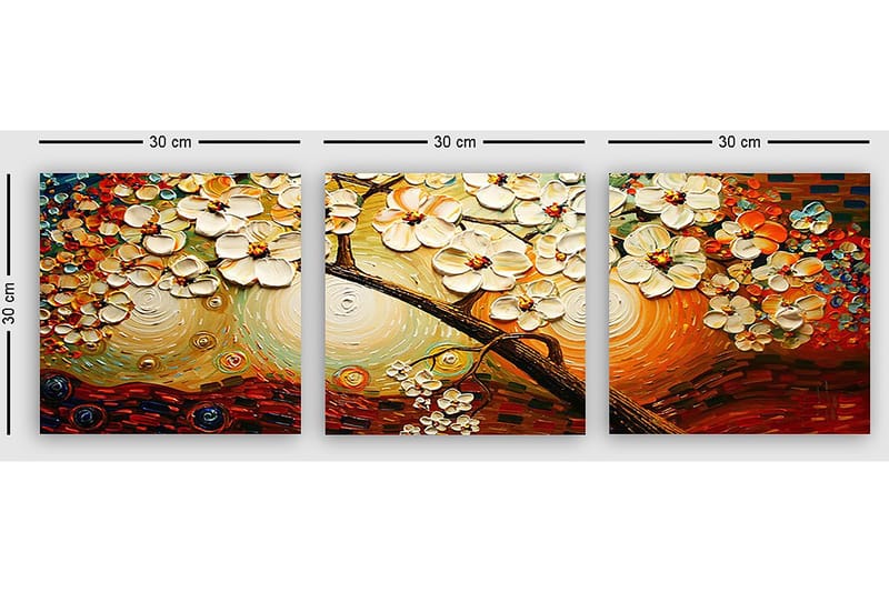 Dekorativ Canvastavla 3-Delar 30x30 cm - Flerfärgad - Inredning - Tavlor & posters - Canvastavla