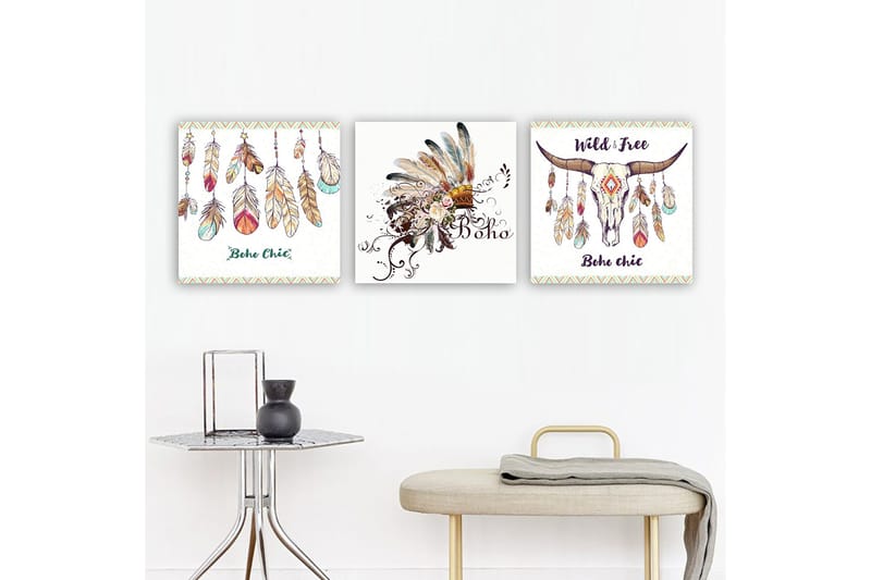 Dekorativ Canvastavla 3-Delar 30x30 cm, Flerfärgad