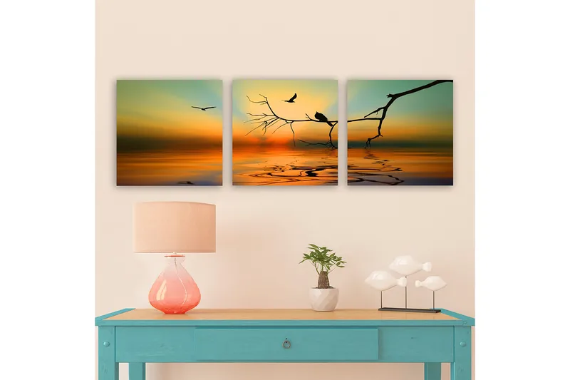 Dekorativ Canvastavla 3-Delar 30x30 cm, Flerfärgad