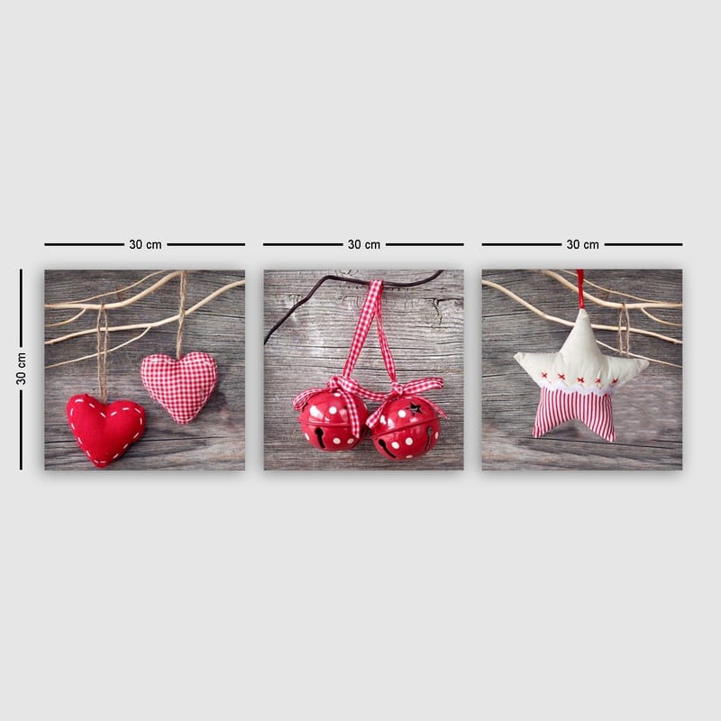Dekorativ Canvastavla 3-Delar 30x30 cm, Flerfärgad