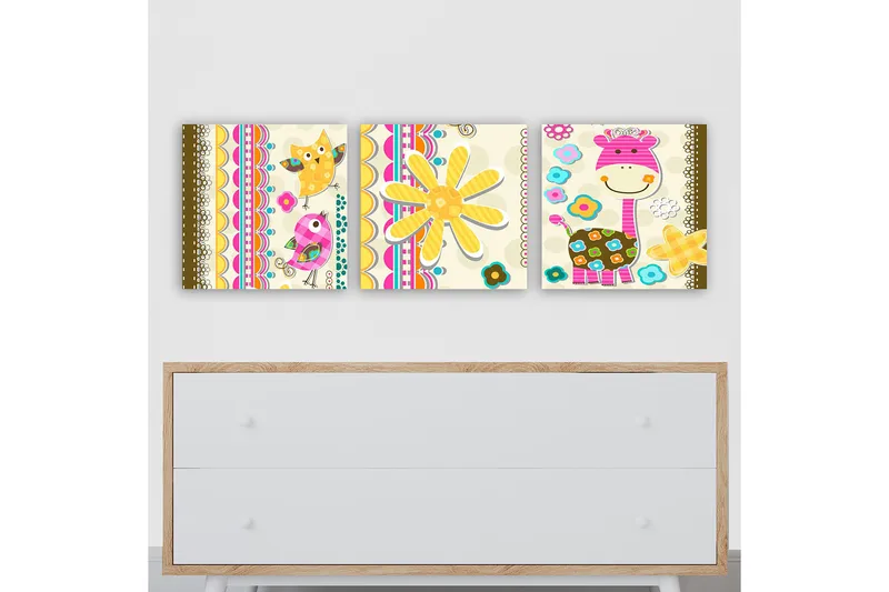 Dekorativ Canvastavla 3-Delar 30x30 cm, Flerfärgad