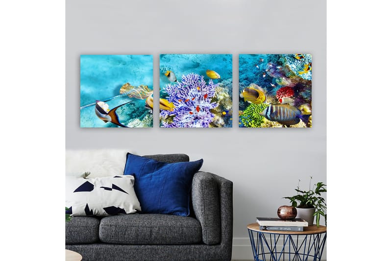 Dekorativ Canvastavla 3-Delar 30x30 cm, Flerfärgad