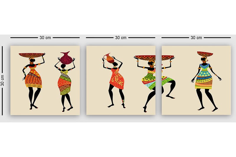 Dekorativ Canvastavla 3-Delar 30x30 cm - Flerfärgad - Inredning - Tavlor & posters - Canvastavla