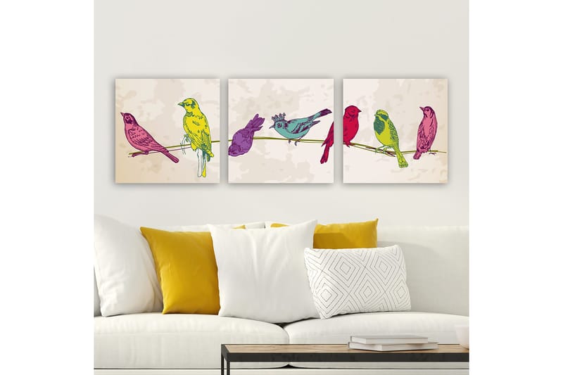 Dekorativ Canvastavla 3-Delar 30x30 cm, Flerfärgad