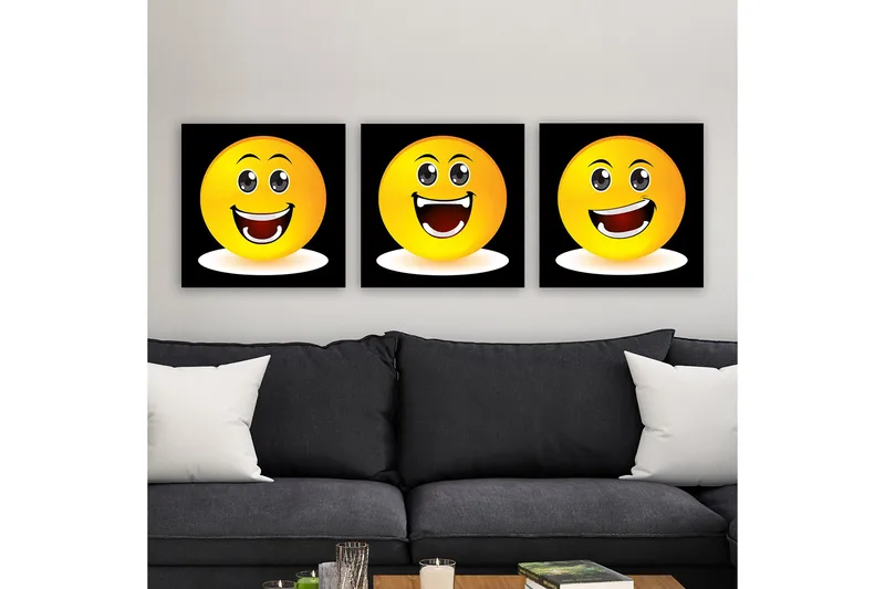 Dekorativ Canvastavla 3-Delar 30x30 cm, Flerfärgad