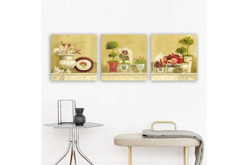 Dekorativ Canvastavla 3-Delar 30x30 cm, Flerfärgad