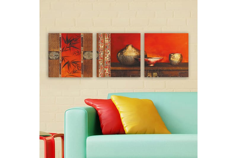 Dekorativ Canvastavla 3-Delar 30x30 cm, Flerfärgad