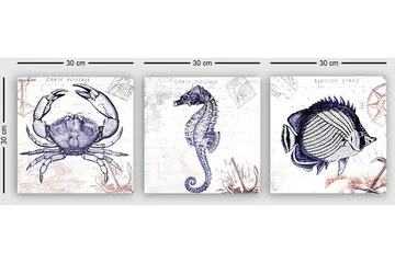 Dekorativ Canvastavla 3-Delar 30x30 cm - Flerfärgad - Inredning - Tavlor & posters - Canvastavla