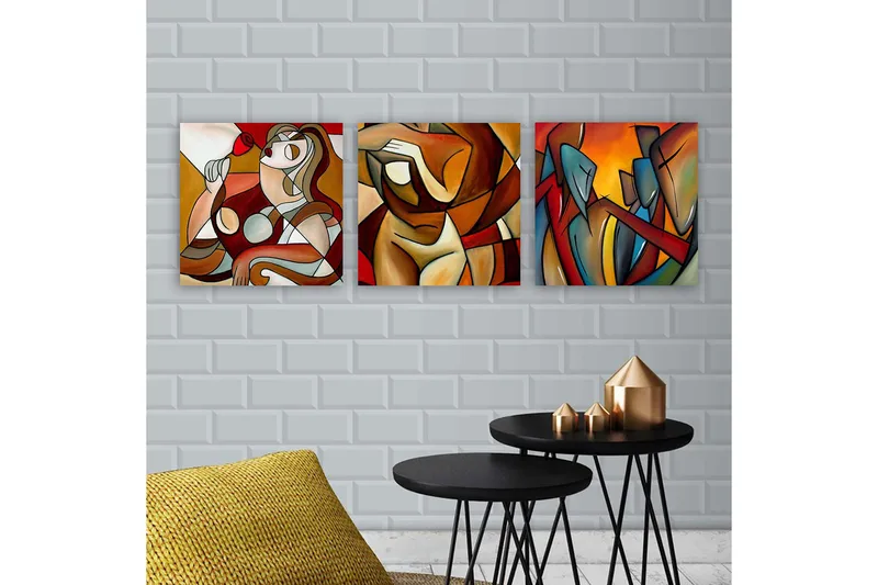 Dekorativ Canvastavla 3-Delar 30x30 cm, Flerfärgad
