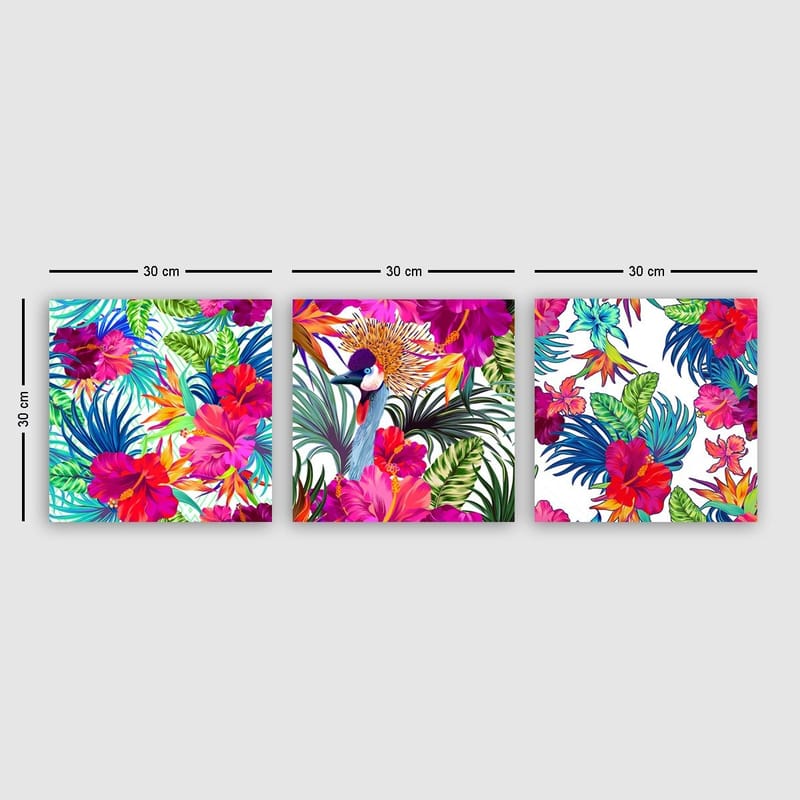 Dekorativ Canvastavla 3-Delar 30x30 cm, Flerfärgad