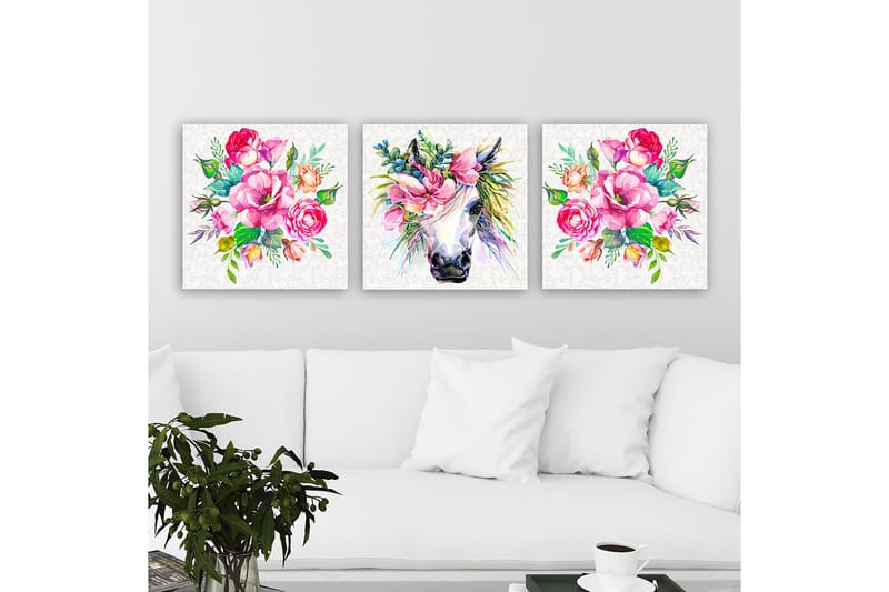 Dekorativ Canvastavla 3-Delar 30x30 cm, Flerfärgad