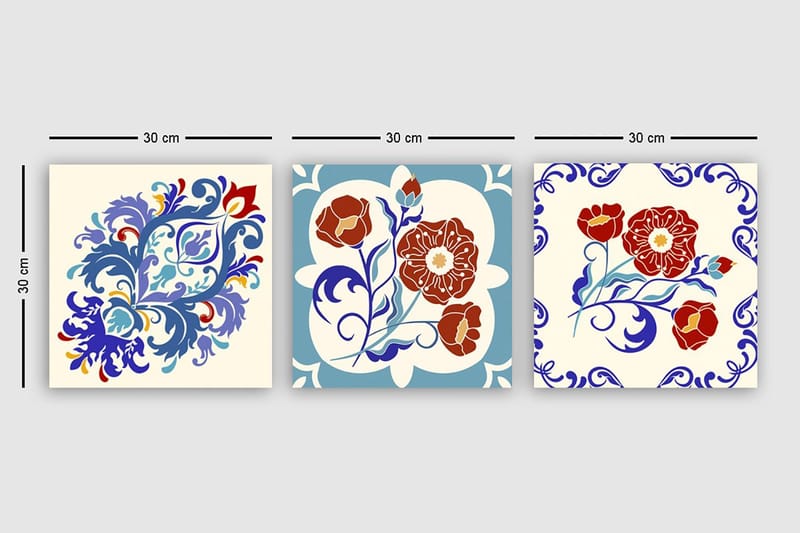 Dekorativ Canvastavla 3-Delar 30x30 cm - Flerfärgad - Inredning - Tavlor & posters - Canvastavla