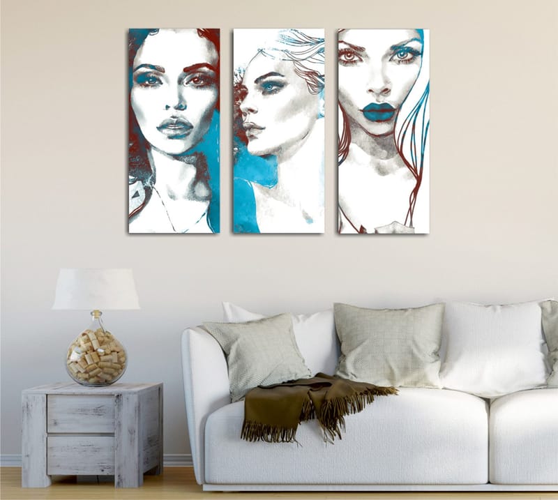 Dekorativ Canvastavla 3-Delar 45x20 cm, Flerfärgad