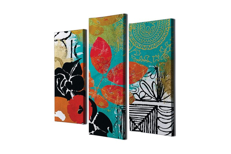 Dekorativ Canvastavla 3-Delar 45x20 cm, Flerfärgad