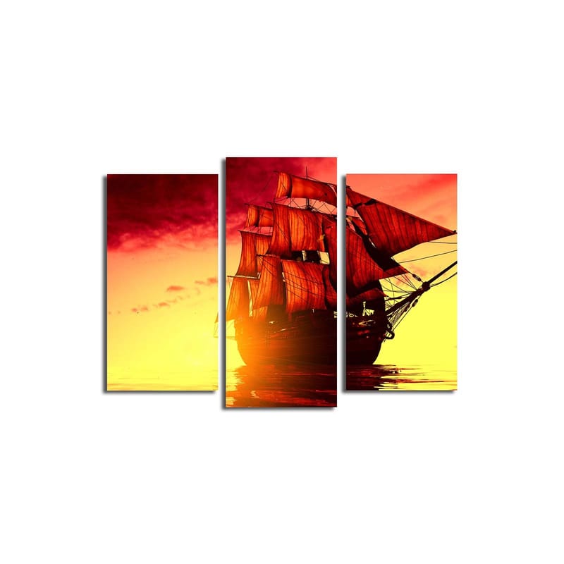 Dekorativ Canvastavla 3-Delar 45x20 cm, Flerfärgad