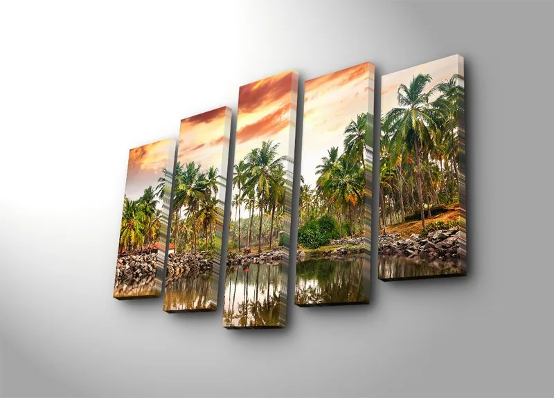 Dekorativ Canvastavla 5-Delar 70x19 cm, Flerfärgad