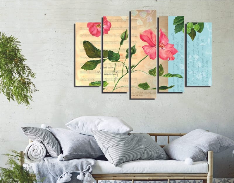 Dekorativ Canvastavla 5-Delar 70x20 cm, Flerfärgad