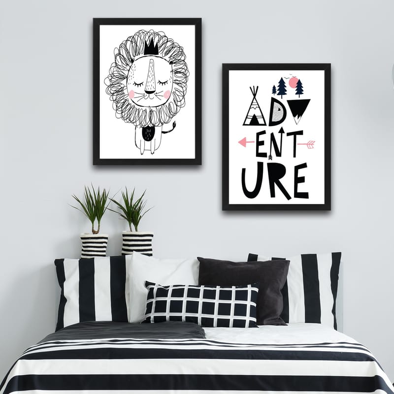 Dekorativ inramad målning 2-Delar 30x40 cm - Flerfärgad - Inredning - Tavlor & posters - Canvastavla
