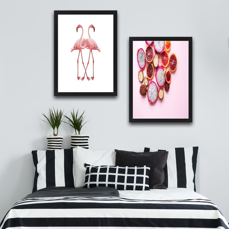 Dekorativ inramad målning 2-Delar 30x40 cm - Flerfärgad - Inredning - Tavlor & posters - Canvastavla