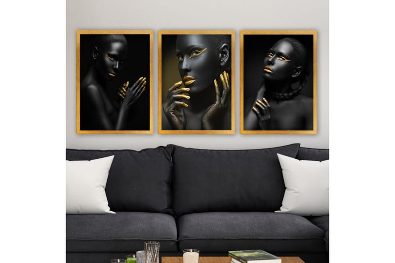 Dekorativ inramad m ålning 3-Delar 35x45 cm, Flerfärgad