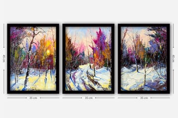 Dekorativ inramad målning 3-Delar 35x45 cm - Flerfärgad - Inredning - Tavlor & posters - Canvastavla