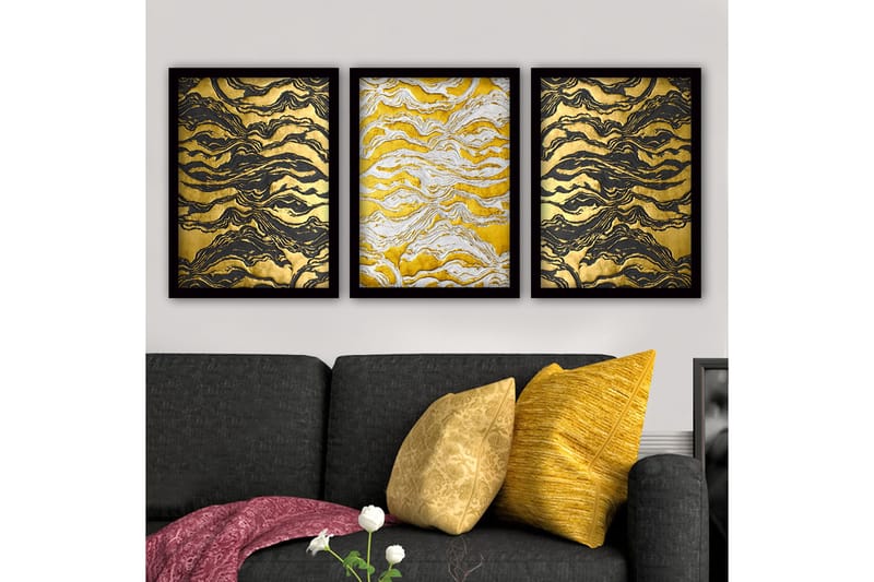 Dekorativ inramad målning 3-Delar 35x45 cm, Flerfärgad