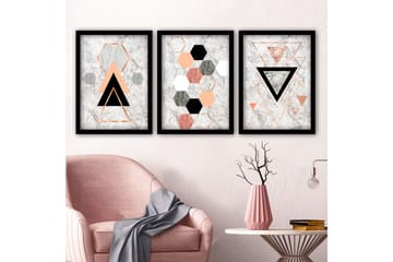 Dekorativ inramad målning 3-Delar 35x45 cm - Flerfärgad - Inredning - Tavlor & posters - Canvastavla