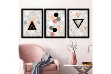 Dekorativ inramad målning 3-Delar 35x45 cm - Flerfärgad - Inredning - Tavlor & posters - Canvastavla