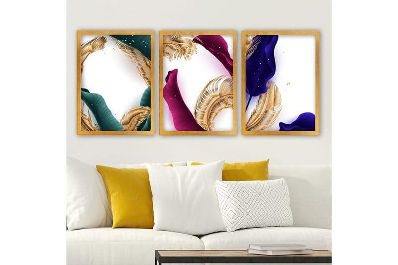 Dekorativ inramad målning 3-Delar 35x45 cm, Flerfärgad
