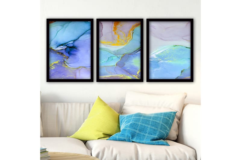 Dekorativ inramad målning 3-Delar 35x45 cm, Flerfärgad