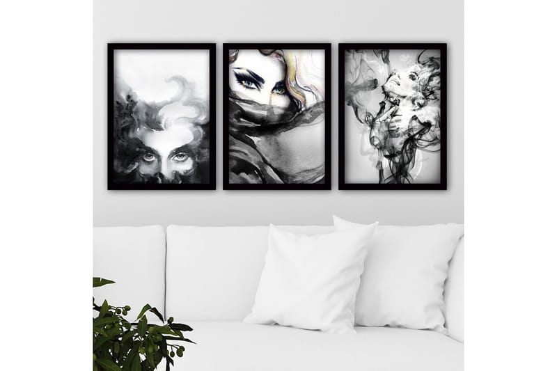 Dekorativ inramad målning 3-Delar 35x45 cm, Flerfärgad