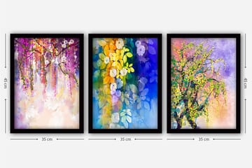 Dekorativ inramad målning 3-Delar 35x45 cm - Flerfärgad - Inredning - Tavlor & posters - Canvastavla