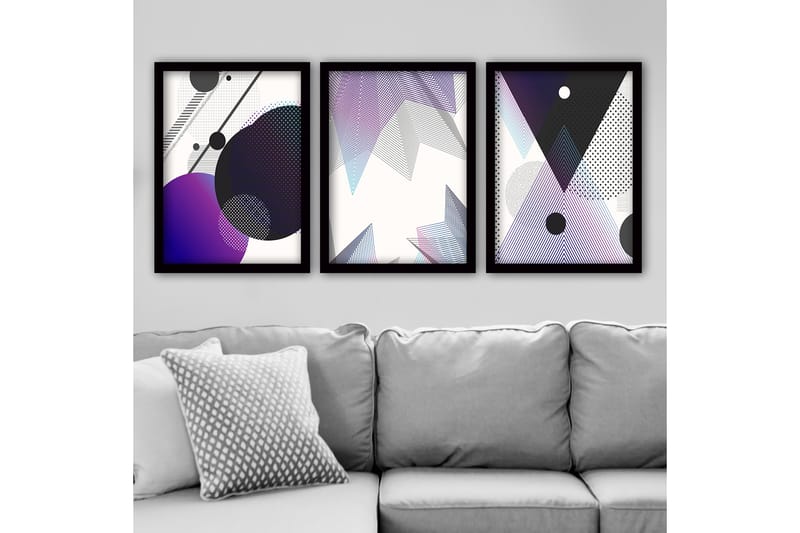 Dekorativ inramad målning 3-Delar 35x45 cm - Flerfärgad - Inredning - Tavlor & posters - Canvastavla